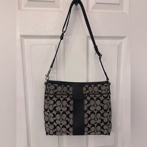 Coach Black and Brown Signature Shoulder Bag